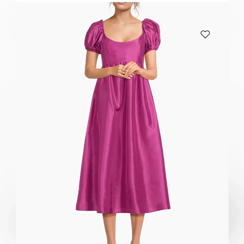 Hutch Magenta Puff-Sleeve Midi Dress - Picture 4 of 9